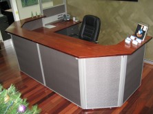 Custom Fabric Screen Front Reception Counter With Ecotech Furniture And Counter Top